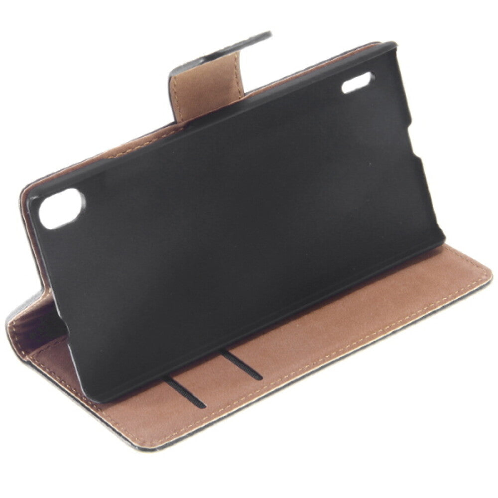 Book Case Handyhülle für Huawei P7 Schwarz Leder 4250710553983