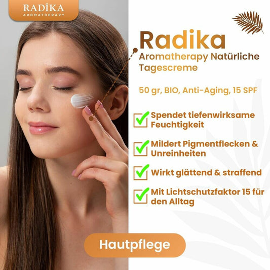 Radika Aromatherapy Natürliche Tagescreme 50 gr, BIO, Anti-Aging, 15 SPF