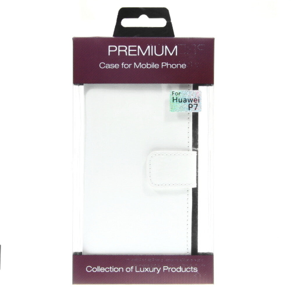 Book Case Handyhülle für Huawei P7 Weiß Lederhülle Schutztasche