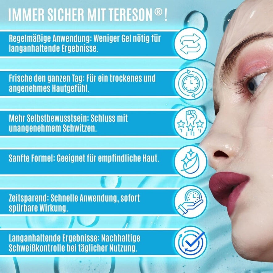 Tereson Antitranspirant Gel, Bei Schwitzen im Gesicht, 50 ml