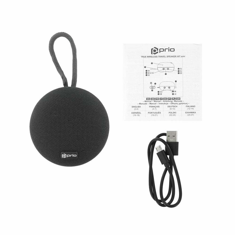 prio 3W Kabelloser Reise-Lautsprecher HIT Mini Grau