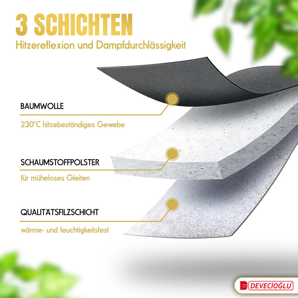 Bügelbrett, Bügeleisen Ablage, Bügelbrettbezug 46x127cm, Höhe 80-105cm, Schwarz
