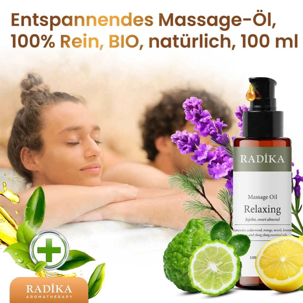 Massageöl, Entspannendes Massage-Öl, 100% Rein, BIO, natürlich, 100 ml
