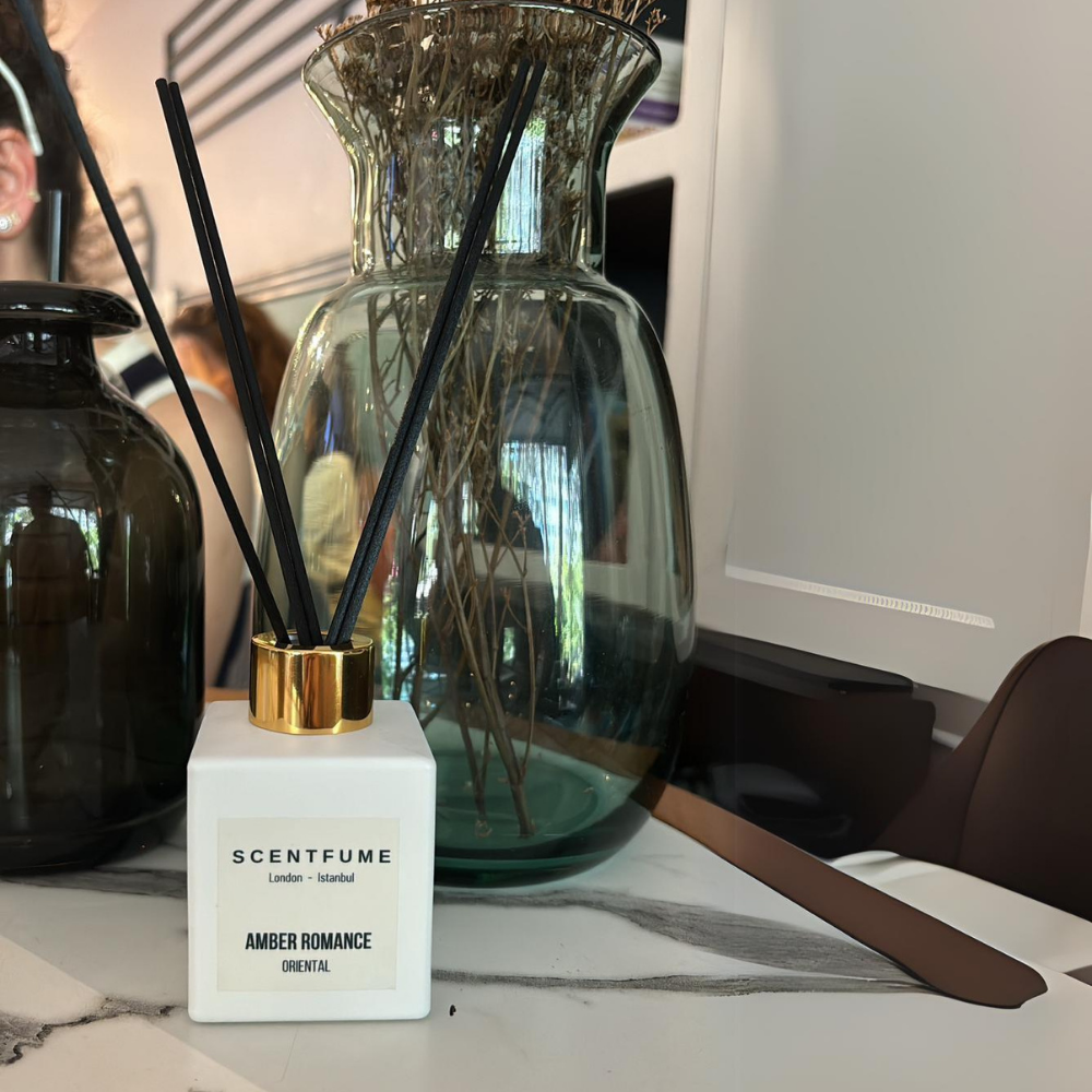 SCENTFUME Raumduft mit Duftstäbchen, Amber, Moschus, Vanillenoten, 110 ml