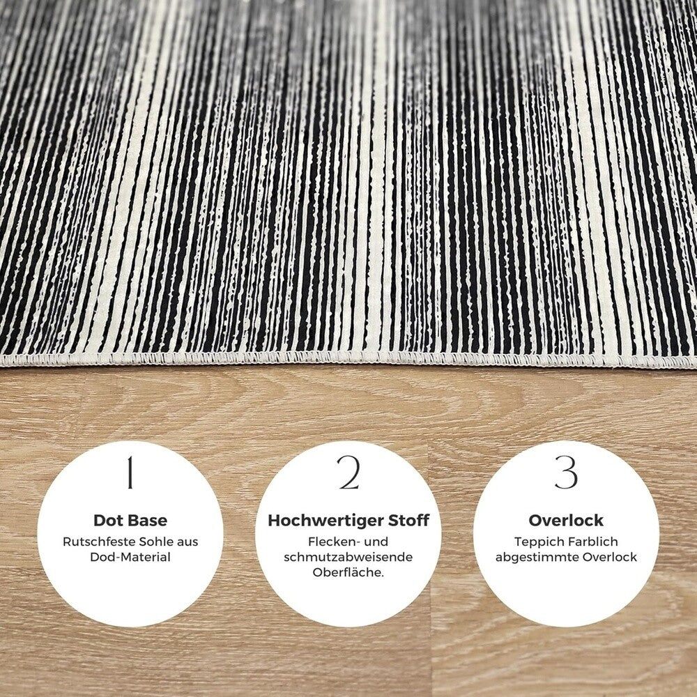 Miqna 2-tlg. rutschfestes Badteppich Set , waschbar (60x100 & 50x60 cm)