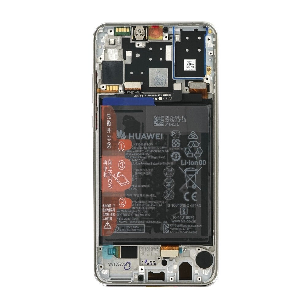 Original Display für Huawei P30 Lite perlweiß LCD + Rahmen 02352RQC