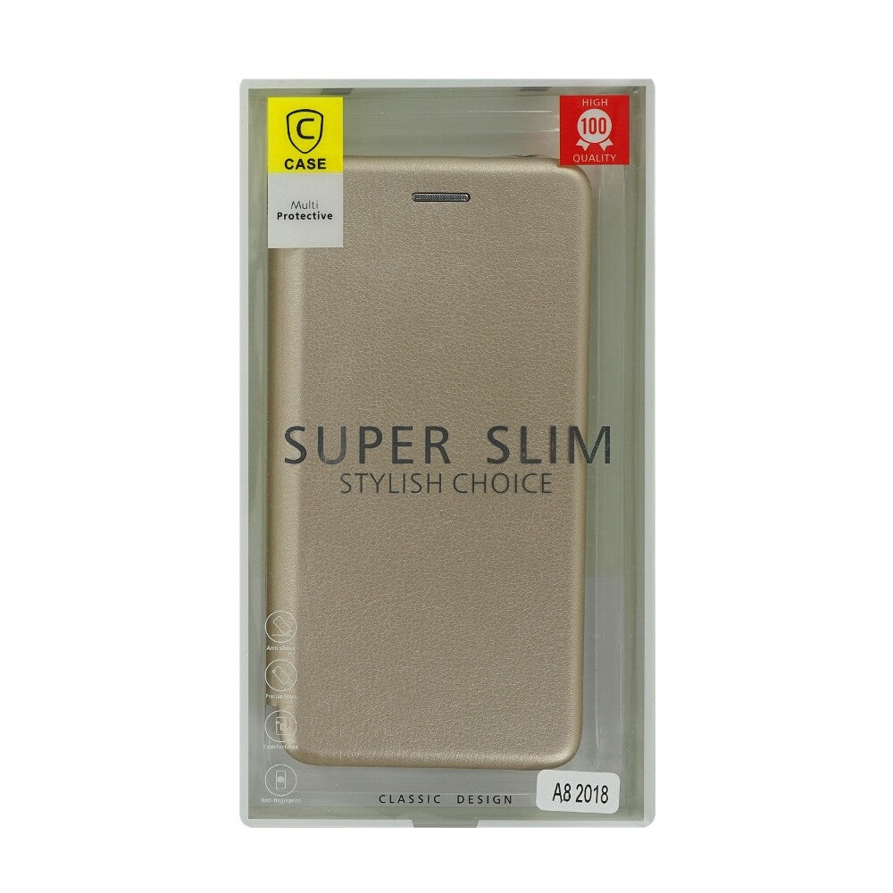 Flip Handyhülle für Samsung A8 2018 Gold cnt1267