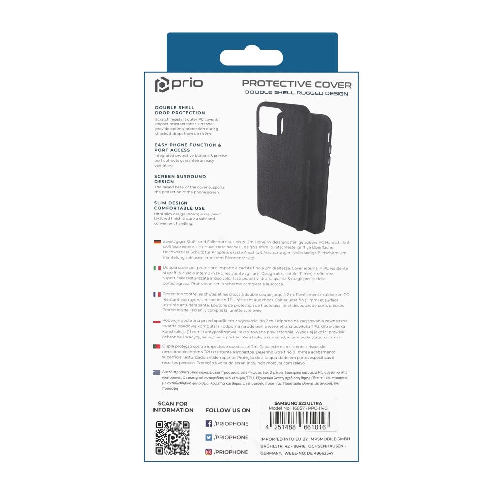 prio Schutzhülle / Case für Samsung S22 Ultra schwarz