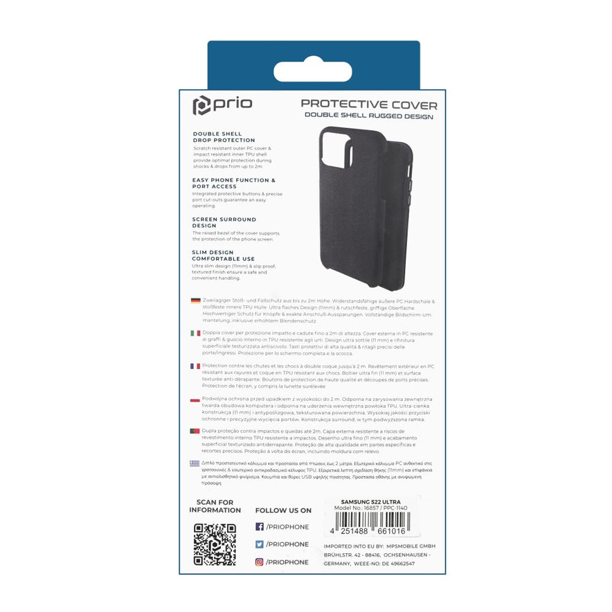 prio Schutzhülle / Case für Samsung S22 Ultra schwarz