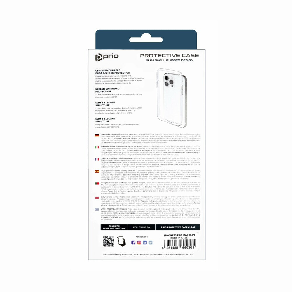 prio Schutzhülle für iPhone 13 Pro Max transparent