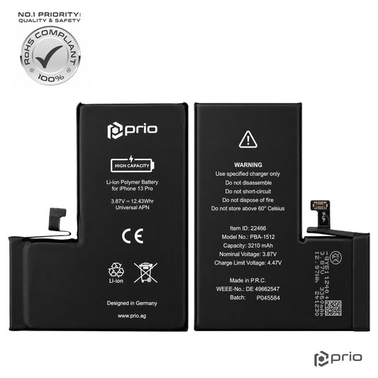 prio Hochleistungsakku für iPhone 13 Pro (3280 mAh) - Universal APN -