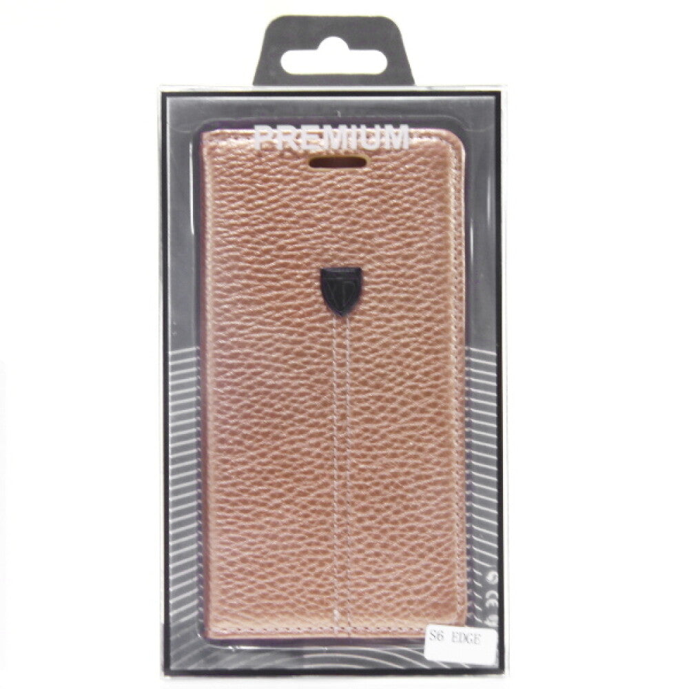 Book Case Handyhülle für Galaxy S6 Edge Gold Schutz Tasche