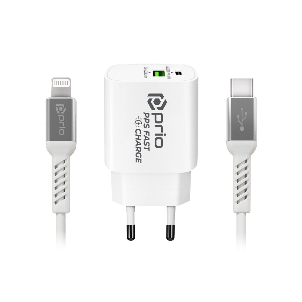 prio MFi Schnellladeset (20W Ladegerät + Lightning-Kabel) weiß