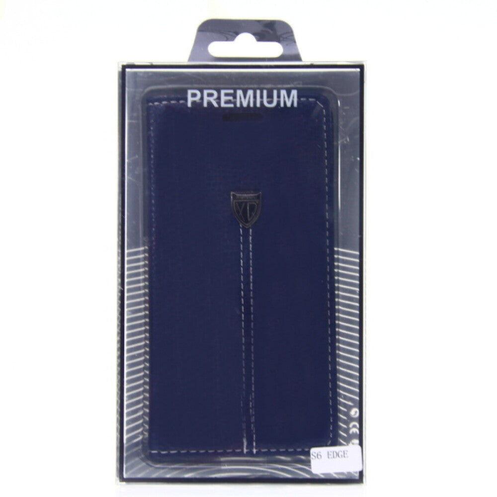 Book Case Handyhülle für Samsung Galaxy S6 Edge Blau Schutz Tasche