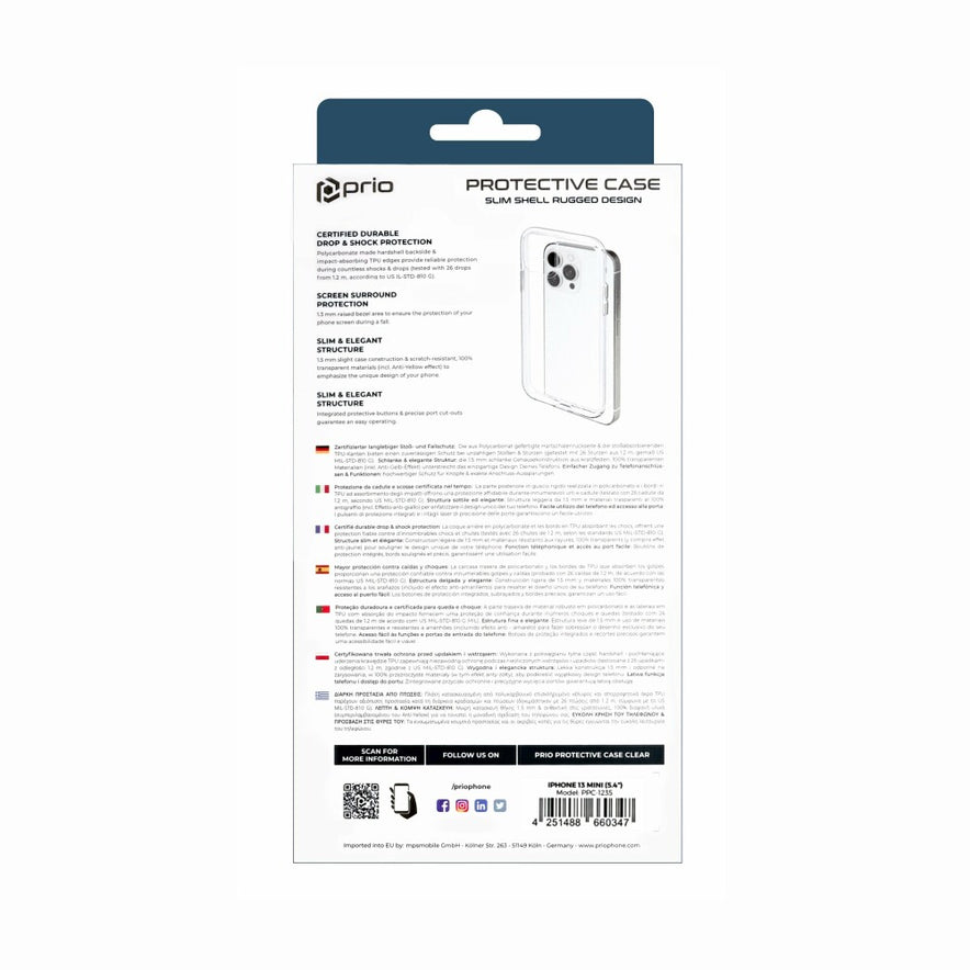 prio Schutzhülle / Case für iPhone 13 mini transparent