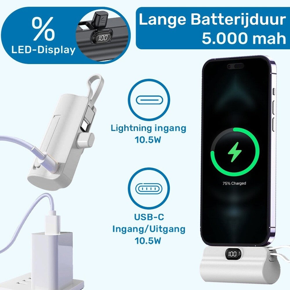 UFUZON Mini Powerbank 5k mah-Weiß