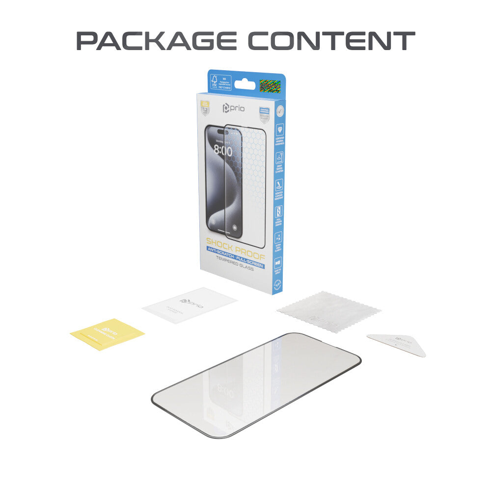 prio 3D Anti-Scratch Tempered Glass für iPhone 16 Pro (6,3 Zoll) schwarz