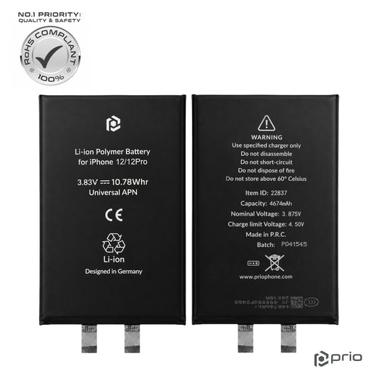 prio Batteriezelle / Akku für iPhone 12 / 12 Pro (ohne Flex-Kabel)