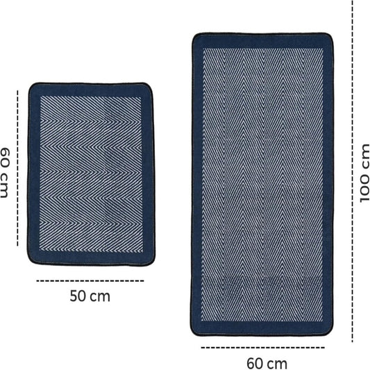 Miqna 2-tlg. rutschfestes Badteppich Set , waschbar (60x100 & 50x60 cm)