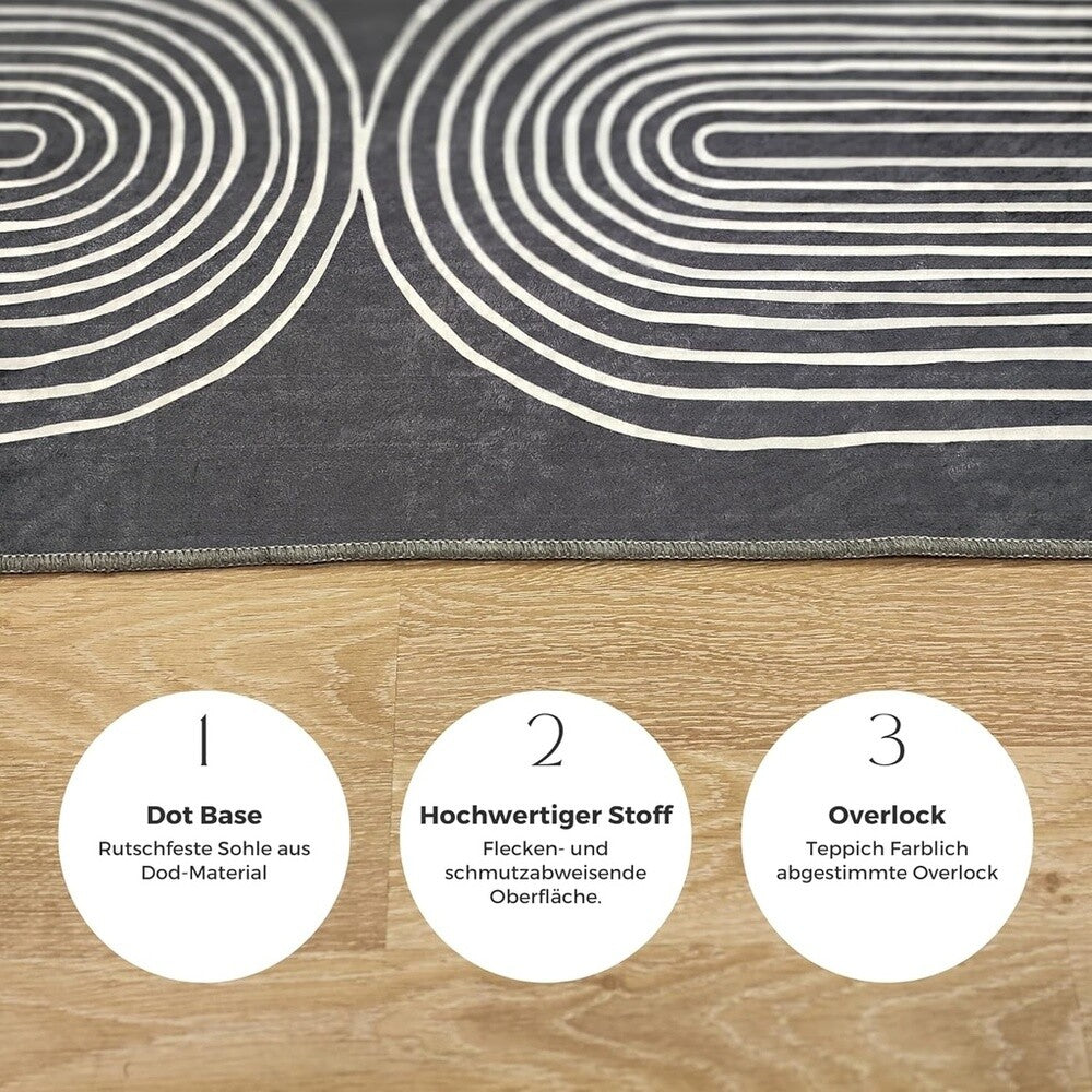 Miqna 2-tlg. rutschfestes Badteppich Set , waschbar (60x100 & 50x60 cm)