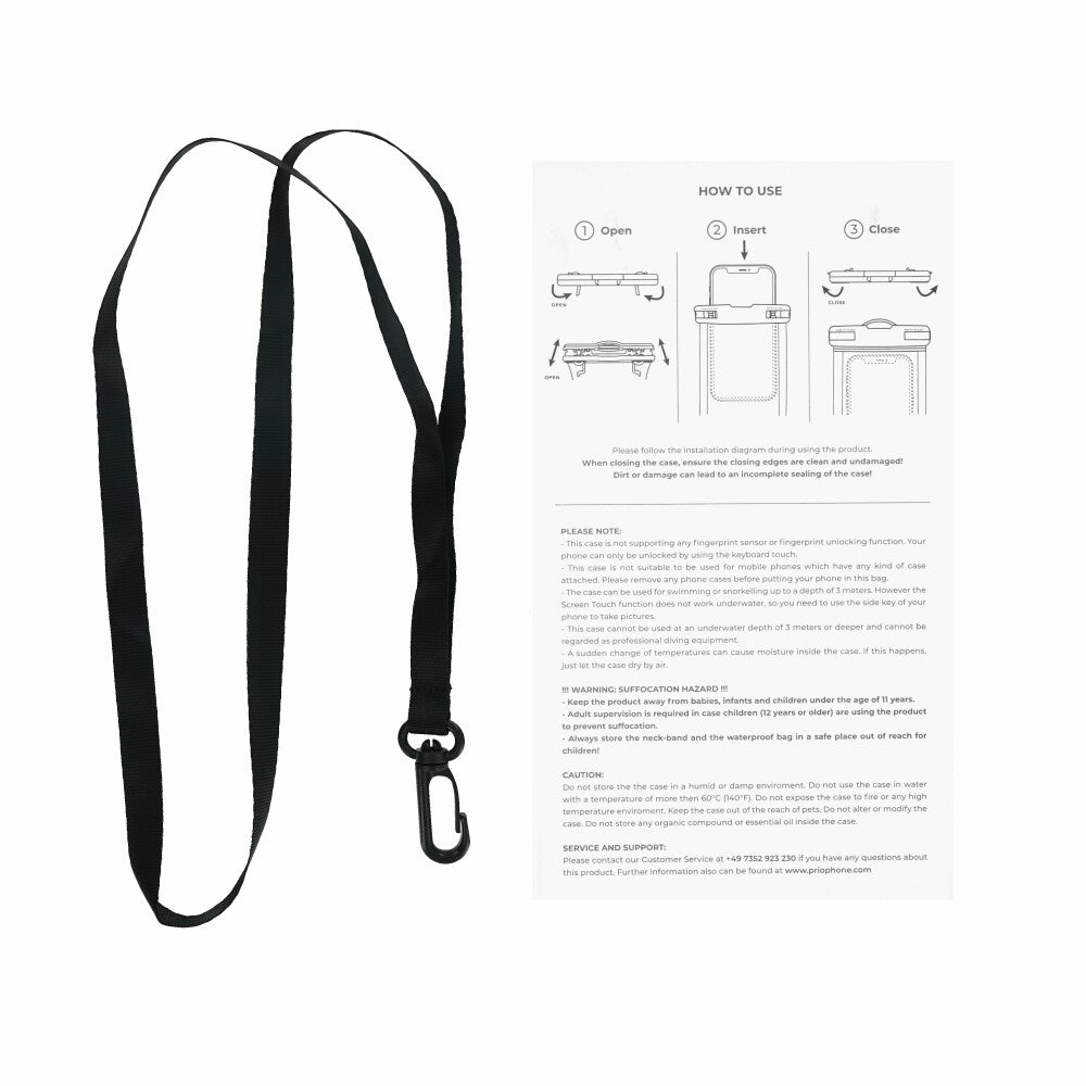 prio Wasserdichte Smartphone-Hülle, Handytasche schwarz