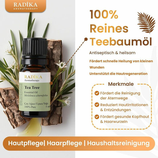 Teebaumöl, ätherisches Öl, 100% Rein, BIO, natürlich, 10 ml