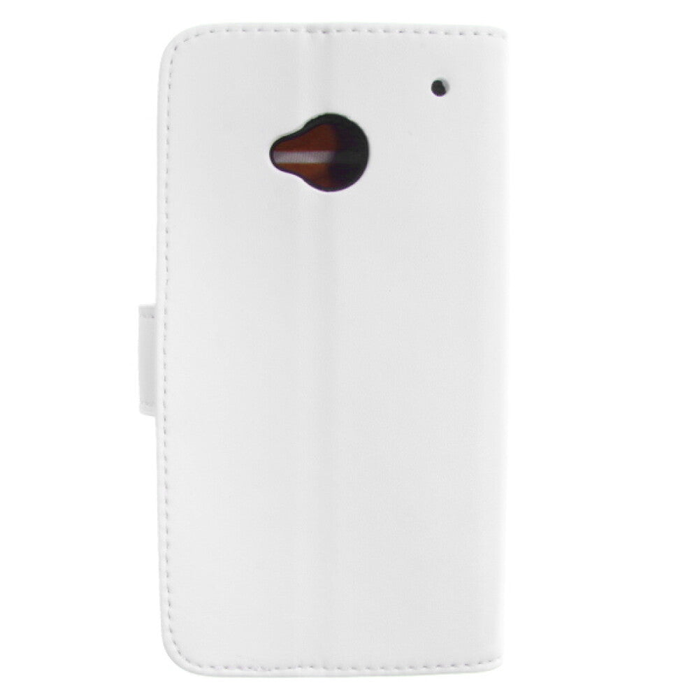 Schlanke Handyhülle für HTC M7 Weiß - Ledertasche Schutz 4250710508976