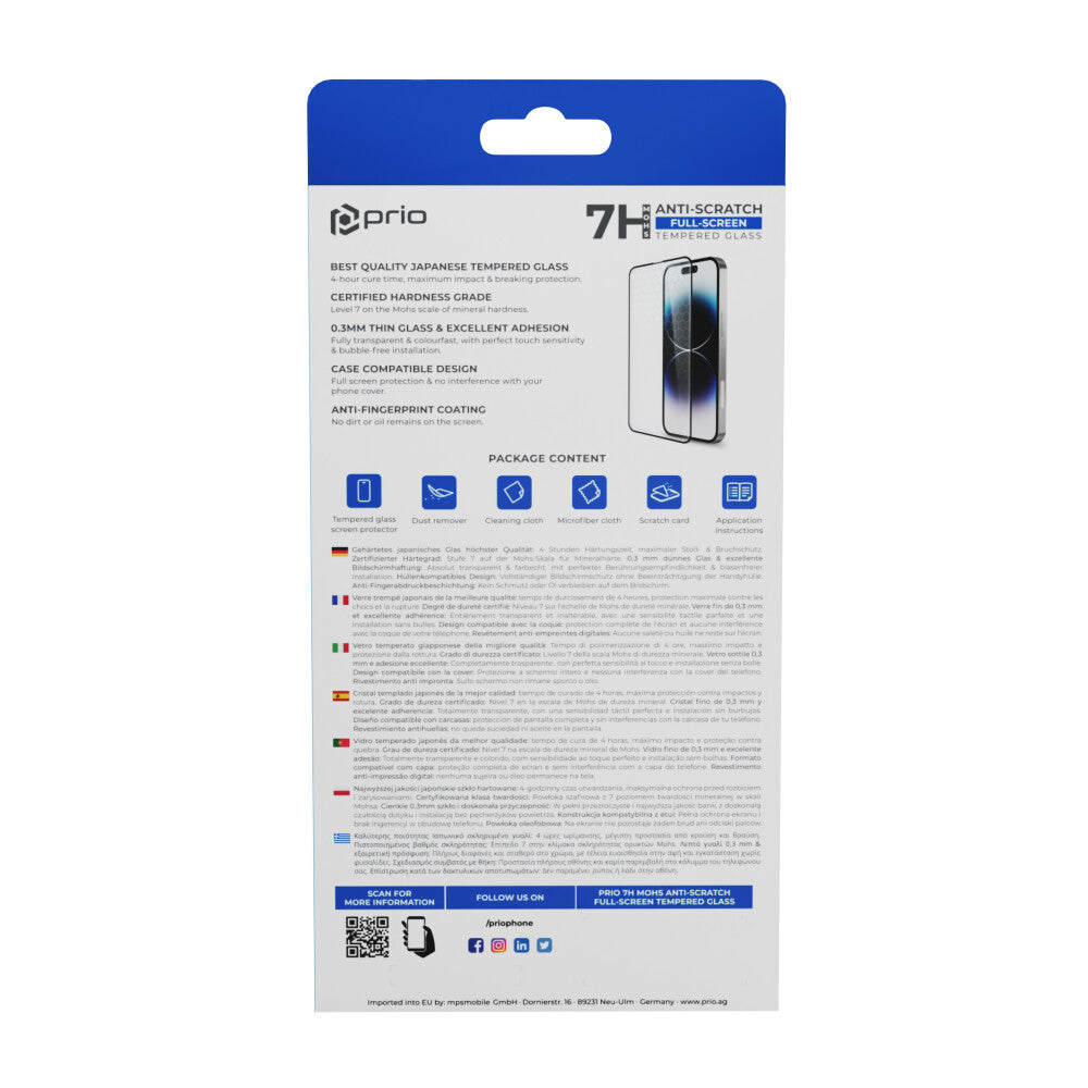 prio 3D Anti-Scratch Displayschutzglas für iPhone 15 (6.1in) schwarz