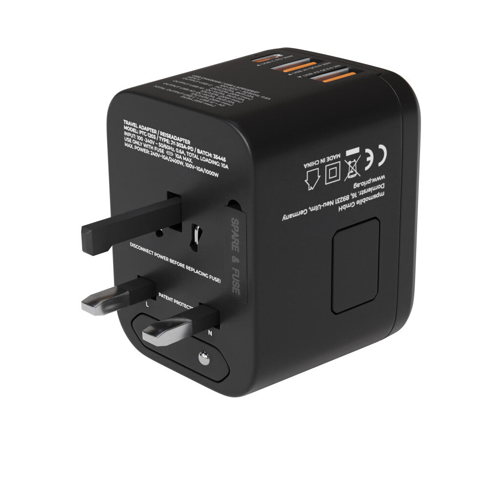prio Universal-Reiseadapter 20W schwarz