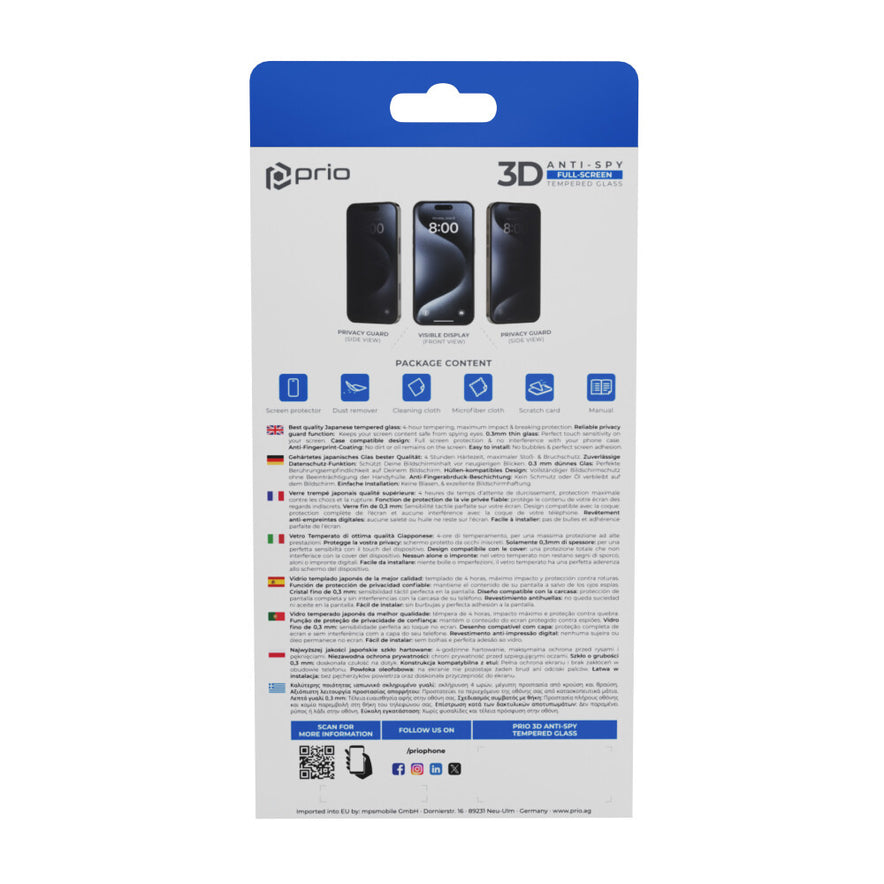 prio 3D Anti-Spy Panzerglas für Samsung S24+ schwarz