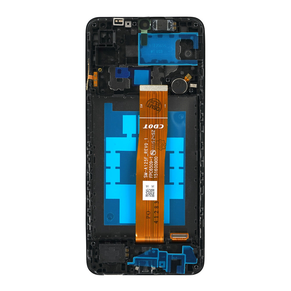 Display + Rahmen + Kleinteile (Kleber, Flex, Lautsprecher, Vibrator) SM-A127F Galaxy A12 Nacho schwarz