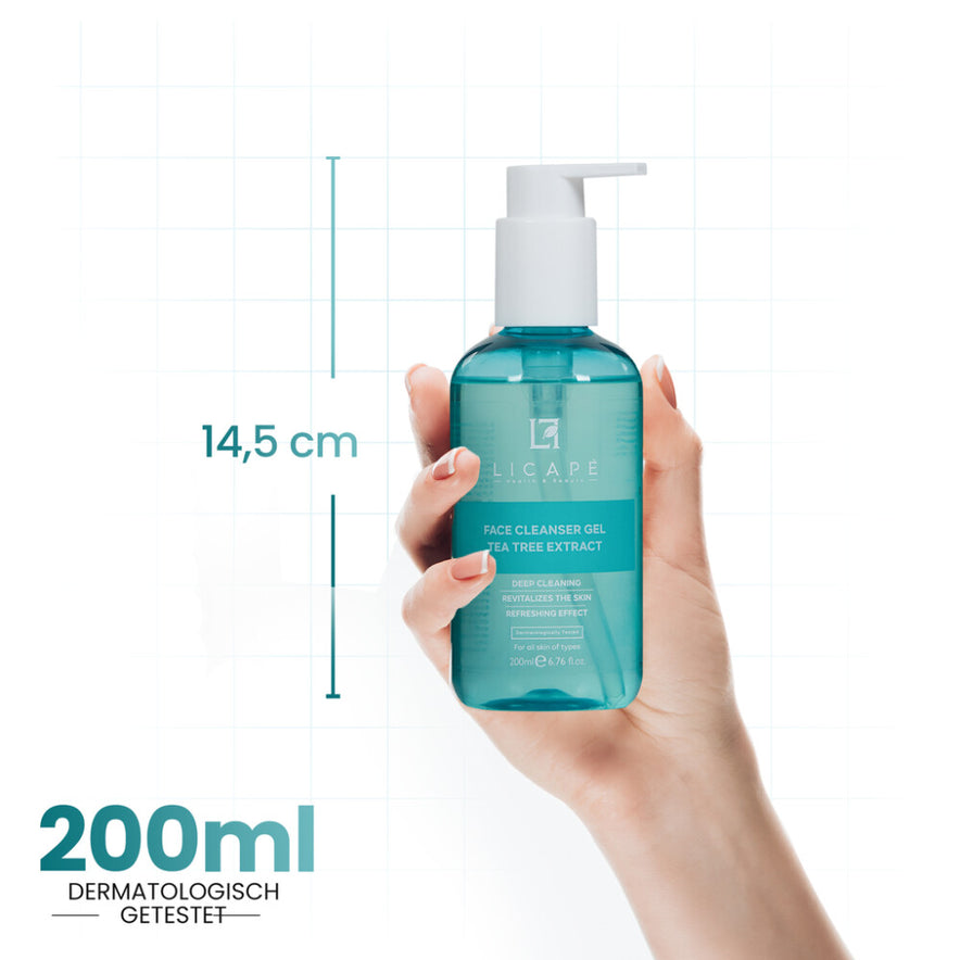 Tea Tree Gesichtsreinigungsgel 200 ml - Sanfte Tiefenreinigung & Feuchtigkeit