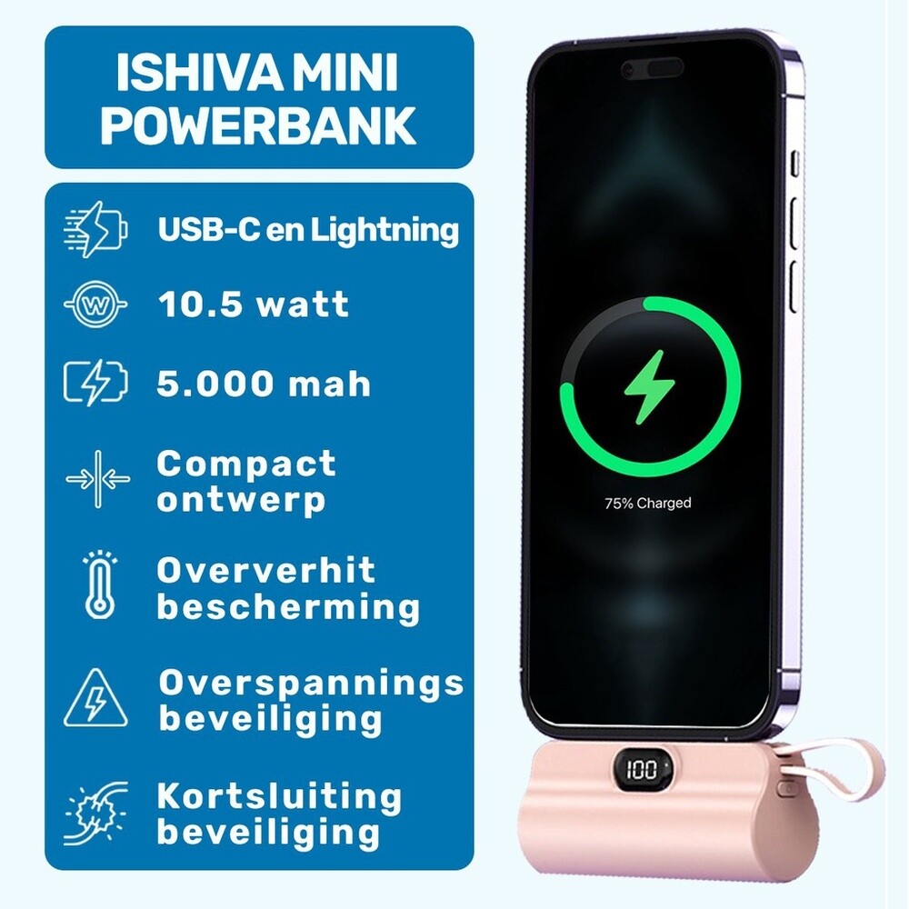 UFUZON Mini Powerbank 5k mah-Rosa
