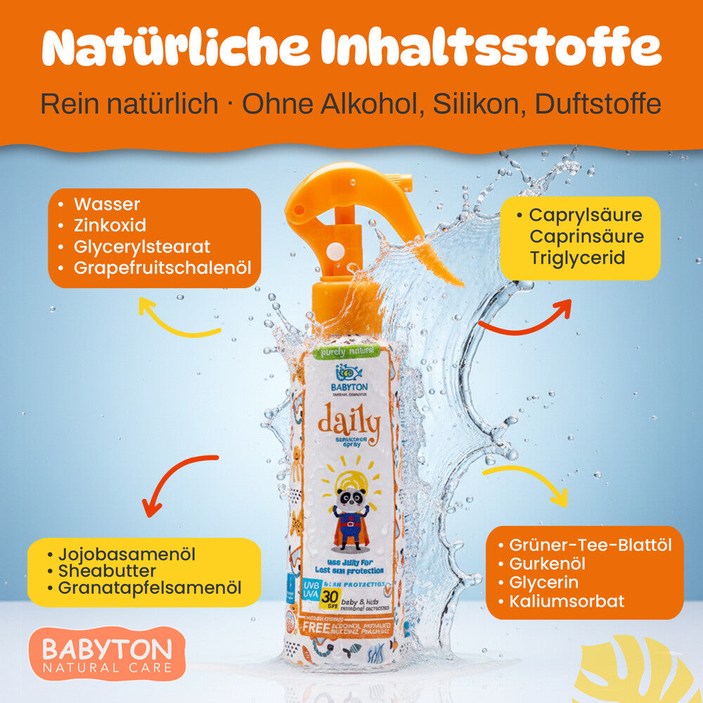 Babyton Kids Natürlicher Sonnenschutzspray für den täglichen Gebrauch LSF 30 200 ml