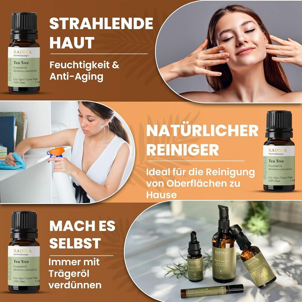 Teebaumöl, ätherisches Öl, 100% Rein, BIO, natürlich, 10 ml