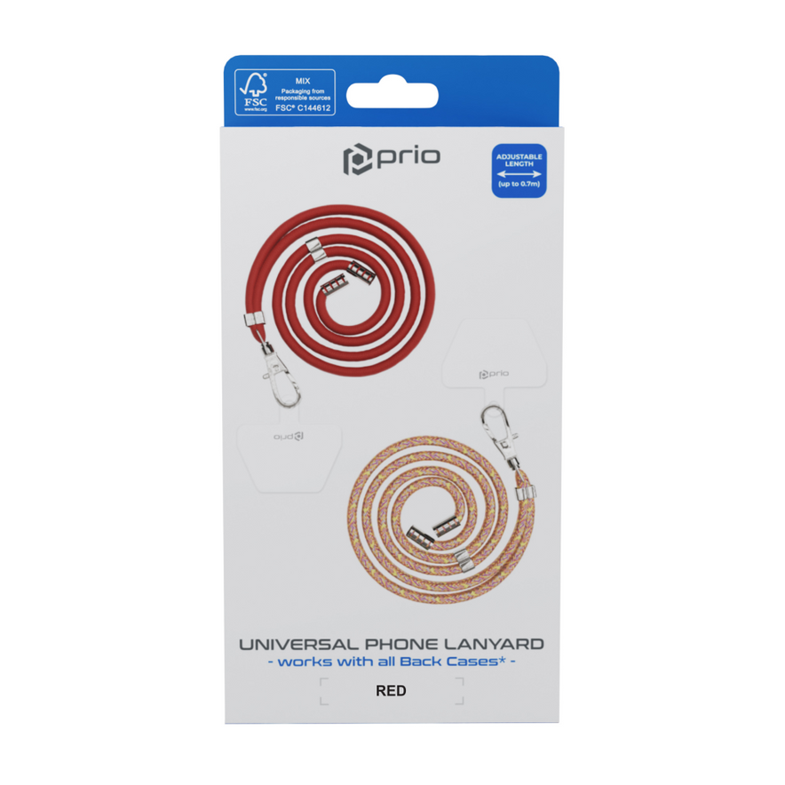 prio Universelles Handy-Umhängeband 0.7m rot