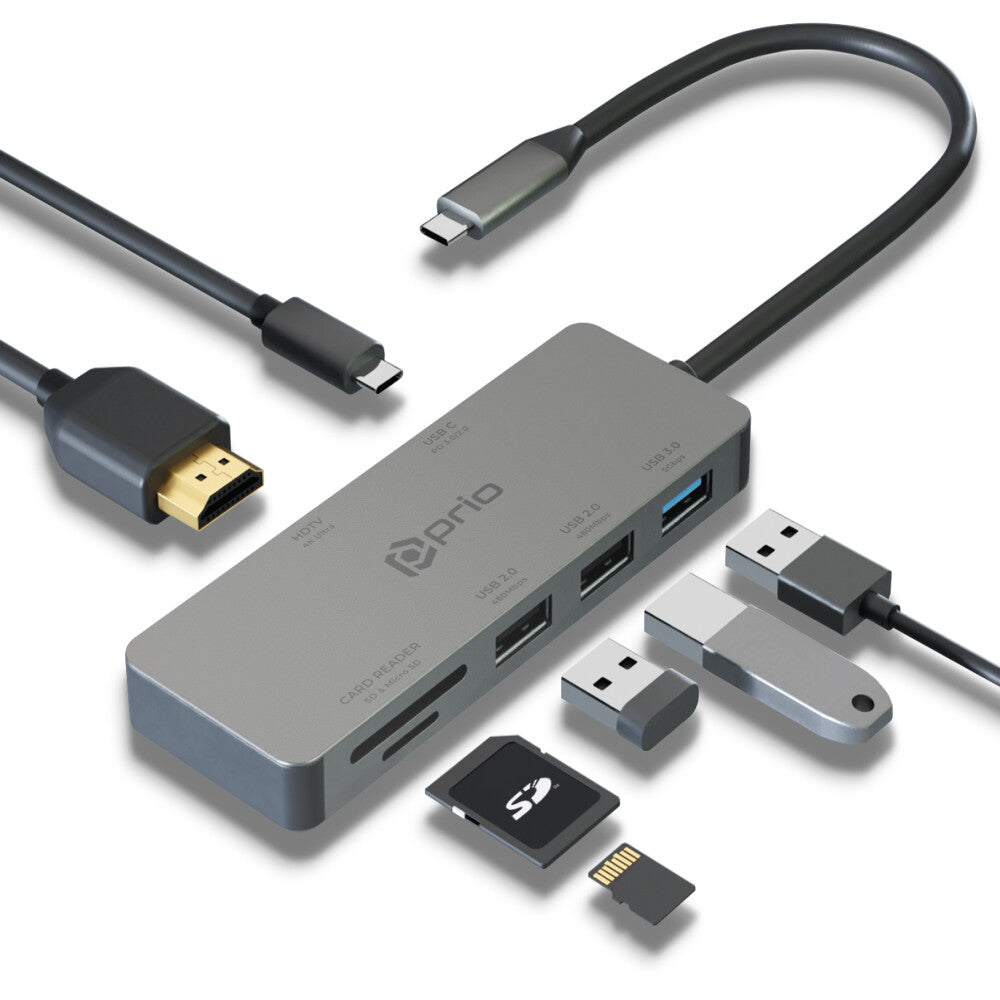 7-in-1 USB-C Hub Adapter – 4K HDMI, 87W PD, SD/TF, USB 3.0 für PC & Switch