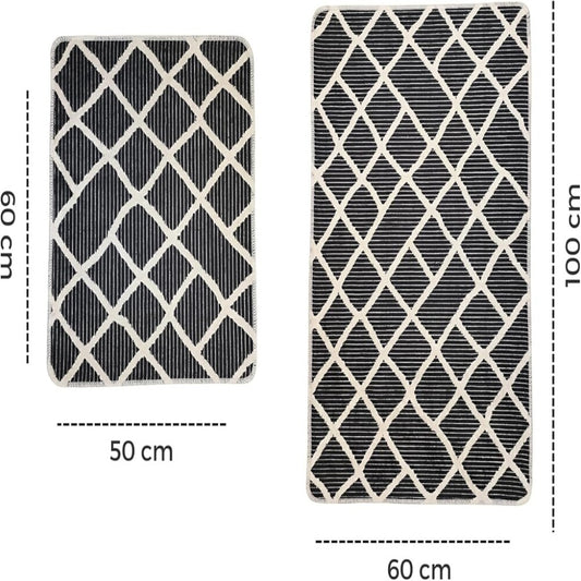 Miqna 2-tlg. rutschfestes Badteppich Set , waschbar (60x100 & 50x60 cm)