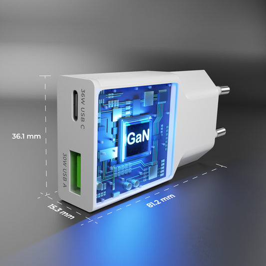 prio Wandladegerät GaN Power 35W PD PPS (USB C) + QC 3.0 (USB A) weiß Hauptbild