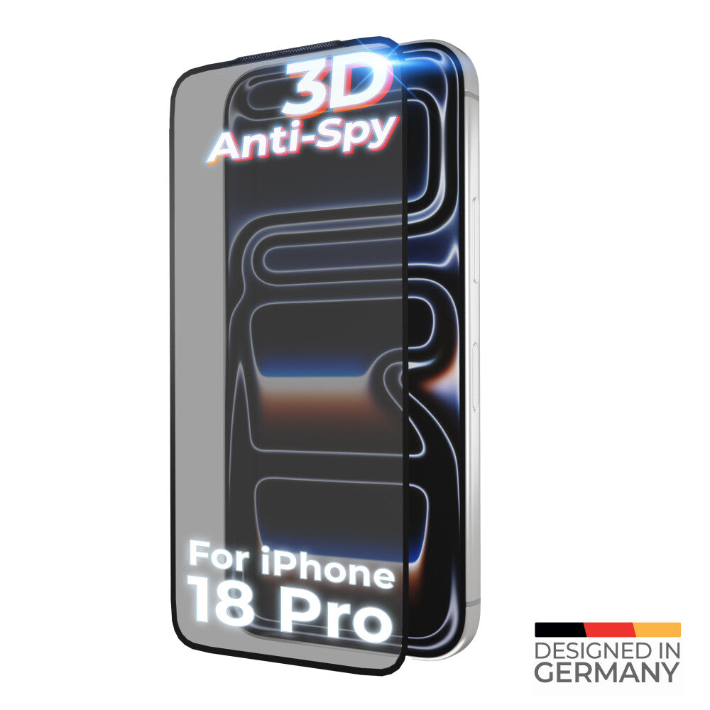 prio 3D Anti-Spionage-Schutzglas für iPhone 18 Pro, schwarz