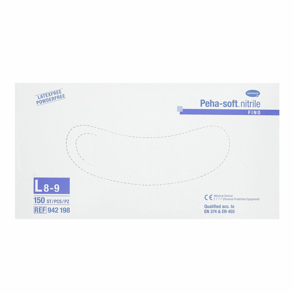 Hartmann Peha Soft Nitrile Examination Gloves / Disposable Gloves, 150 pieces, size L, blue