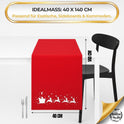 Weihnachtlicher Tischläufer Rot mit Santa&Rentier Golddruck 40x140 Weihnachtsdeko