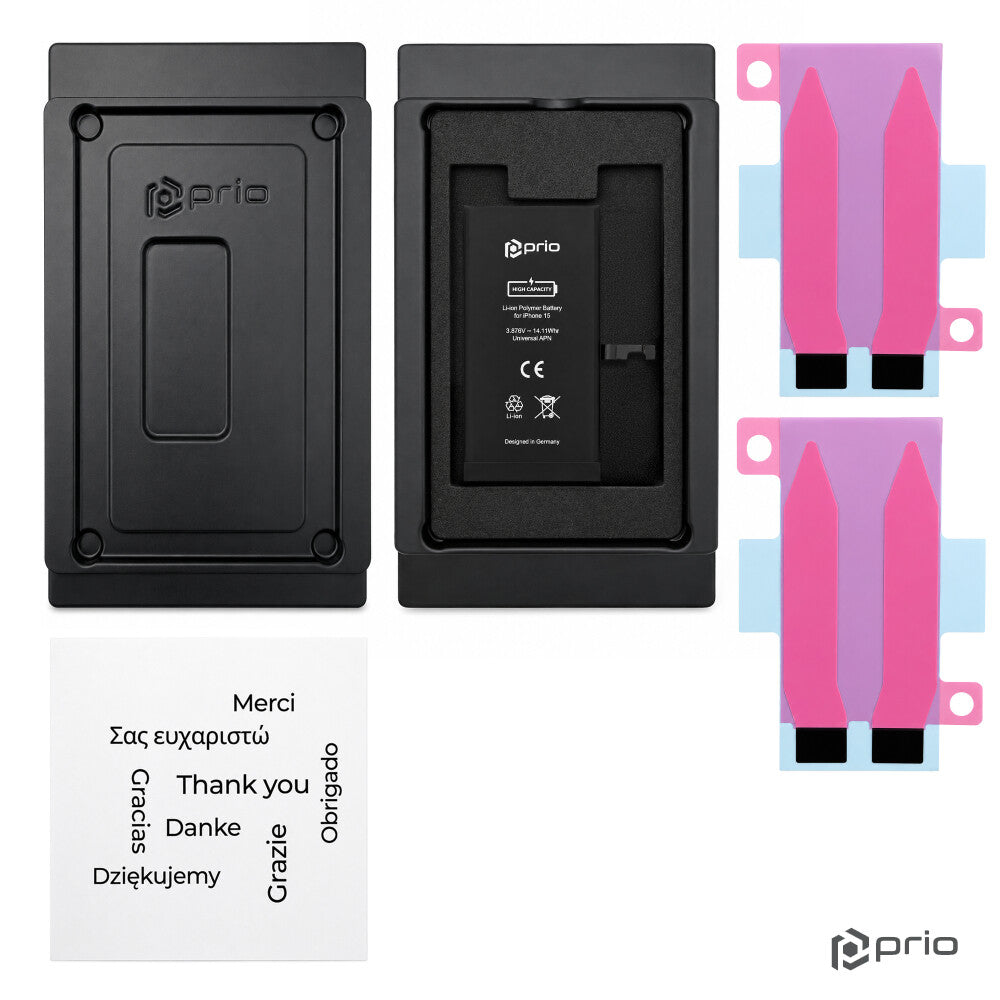Prio Hochleistungsakku für iPhone 15 (3640 mAh) - Universeller APN -