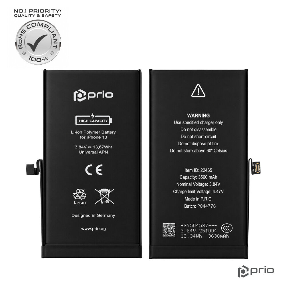 prio Hochleistungsakku für iPhone 13 (3560 mAh) - Universal APN -