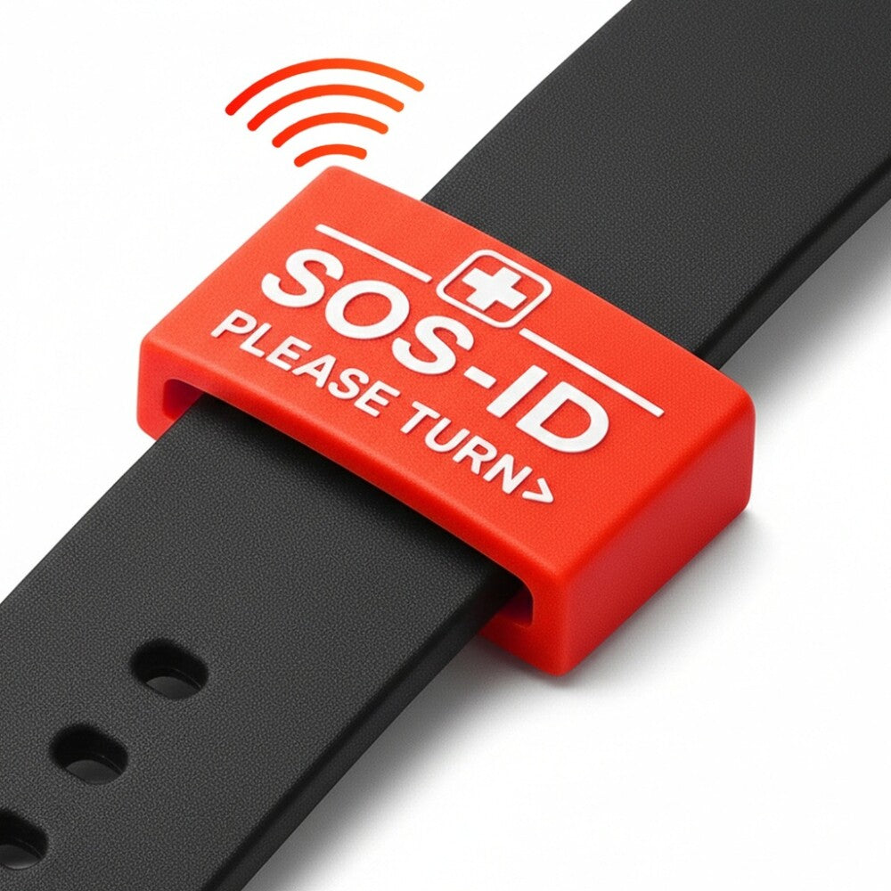 SOS-ID-Armbandschlaufe. Innovativ und angenehm zu tragen. Verrotten