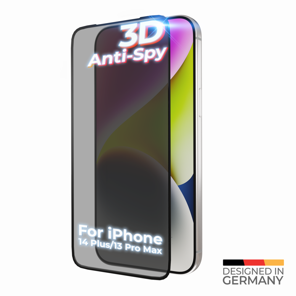 prio 3D Anti-Spy Displayschutzglas für iPhone 14 Plus/13 Pro Max schwarz
