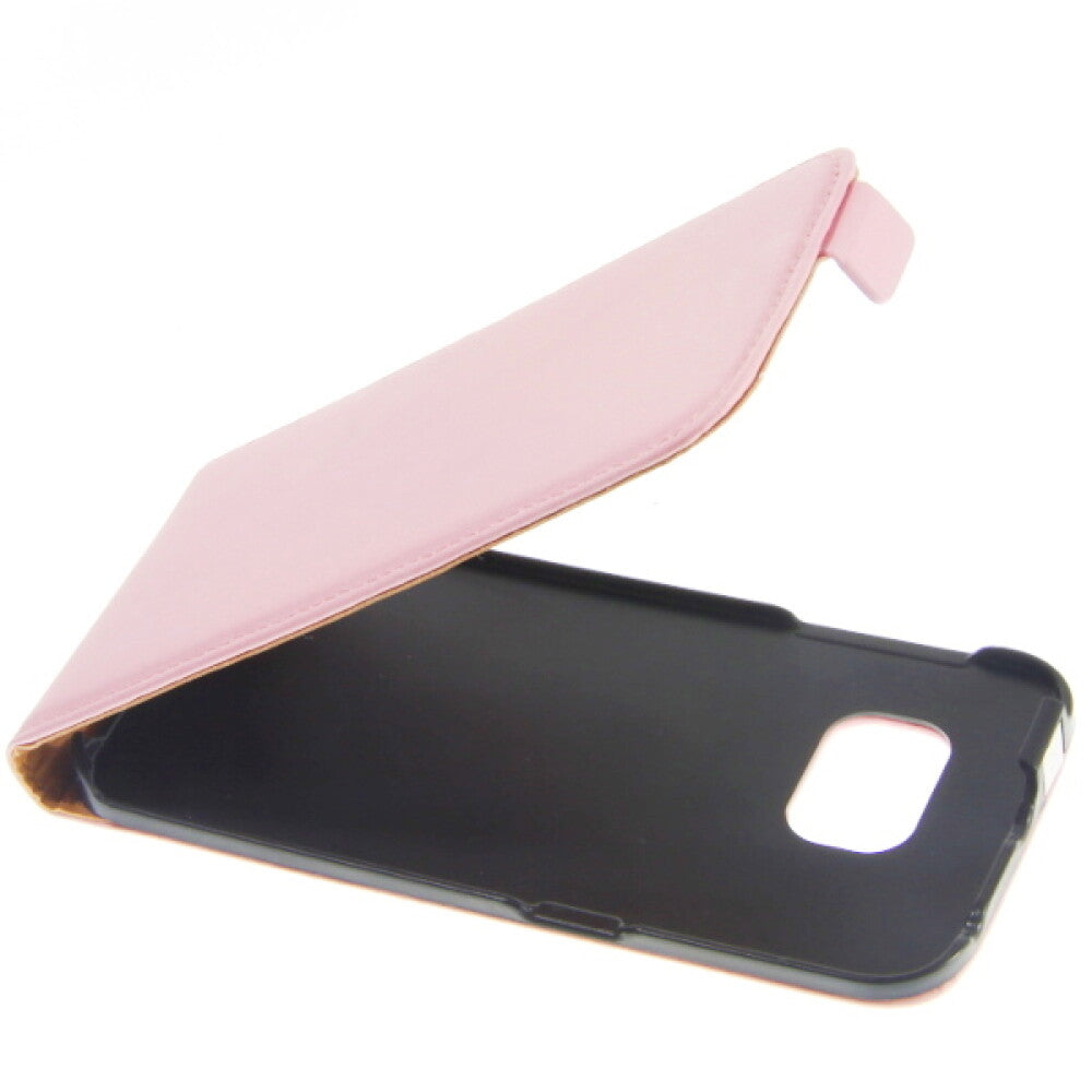 Slim Leder Flip Hülle für Galaxy S6 Edge pink 4250710563715