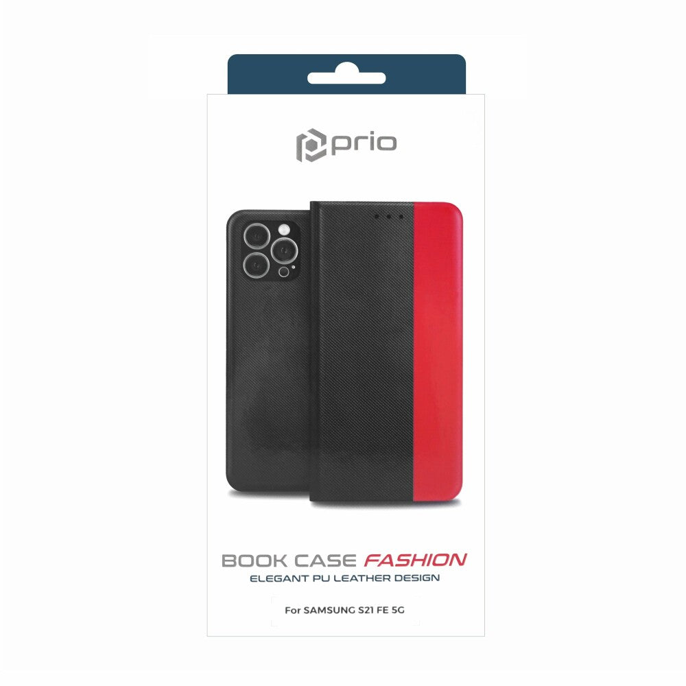 prio Book Case Fashion für Samsung S21 FE 5G schwarz-rot