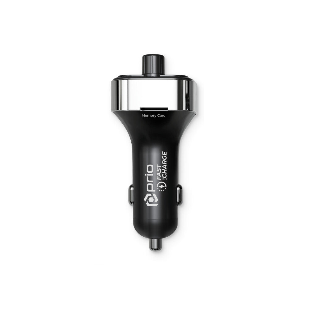 Prio Fast Charge Car Charger 50W (USB-C + USB-A) &amp; Transmitter (BT/FM) Black