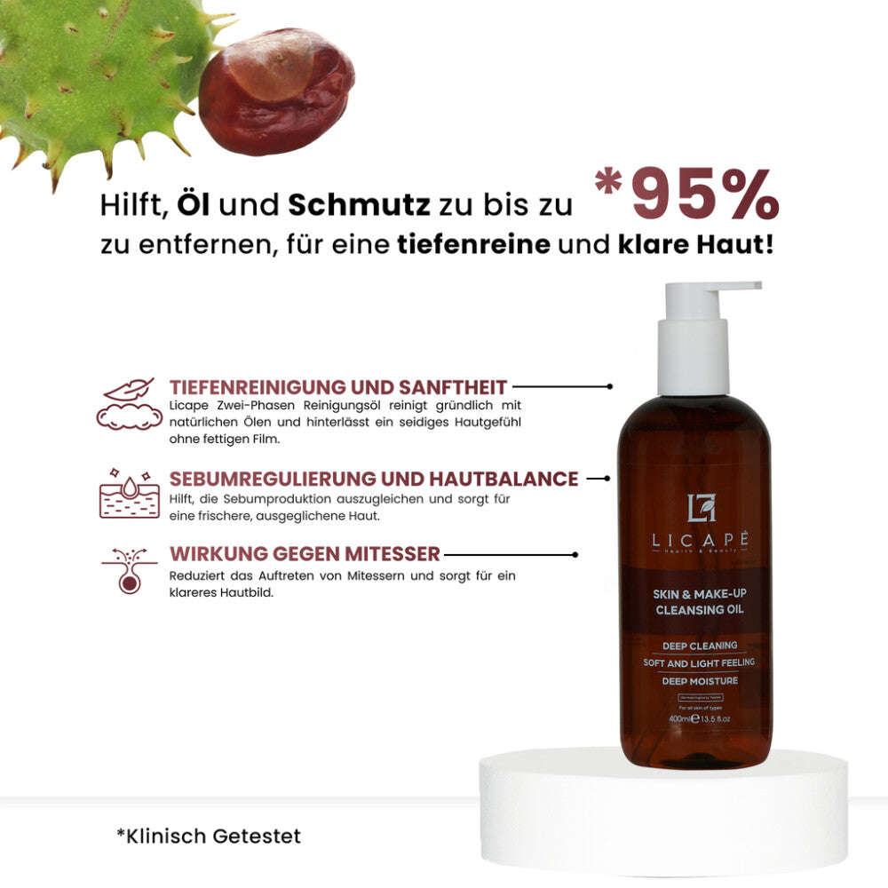 Licape| Reinigungsöl Gesicht | 400 ml | Abschminken & Gesichtsreinigung Hauptbild